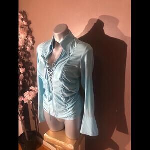 Blouse top shirt collared flared cuffs Vertigo Paris